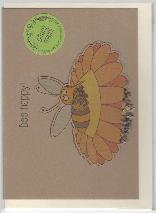 Saatsteckerkarte - Bee happy