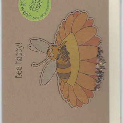 Tarjeta de enchufe de semillas - Bee happy