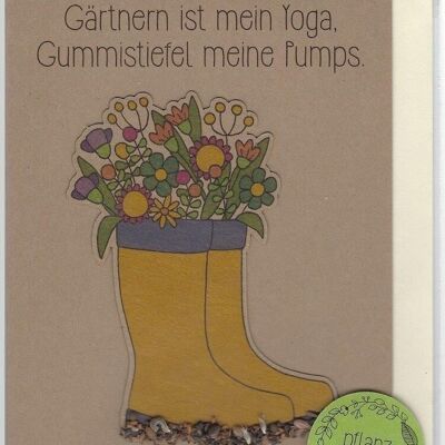 Tarjeta de tapón de semillas: la jardinería es mi yoga