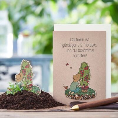 Seed plug card - gardening is cheaper than therapy