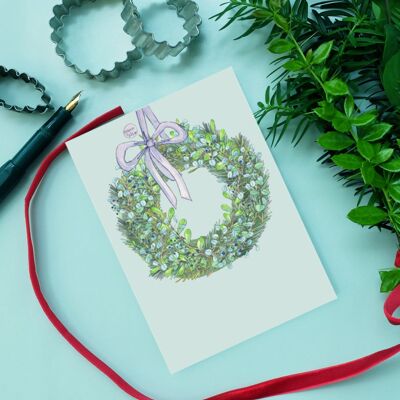 Postcard Christmas wreath bright