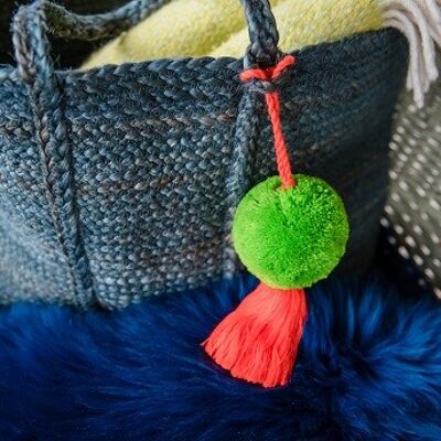 Jumbo green pom pom tassel swag