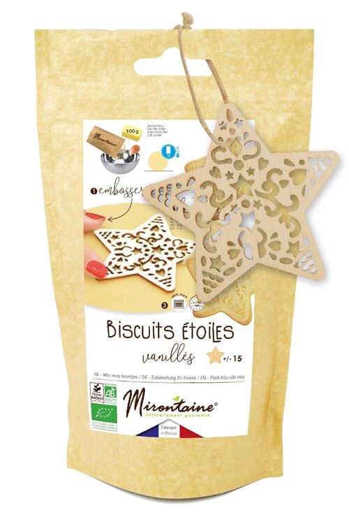 Biscuits étoiles vanillés - 1 préparation + 1 embosseur bois étoile