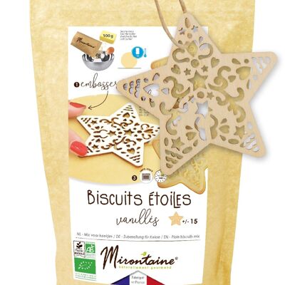 Biscuits étoiles vanillés - 1 préparation + 1 embosseur bois étoile