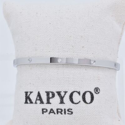 Bracciale bangle in acciaio con cristalli - BR110164
