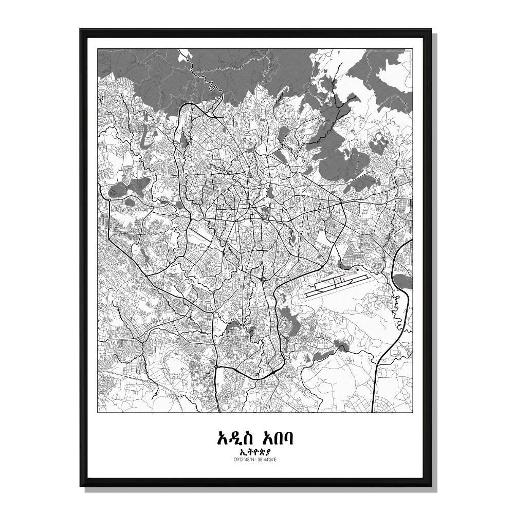 Poster Mappa della città di Addis Abeba Mappa della città 40x50 cm