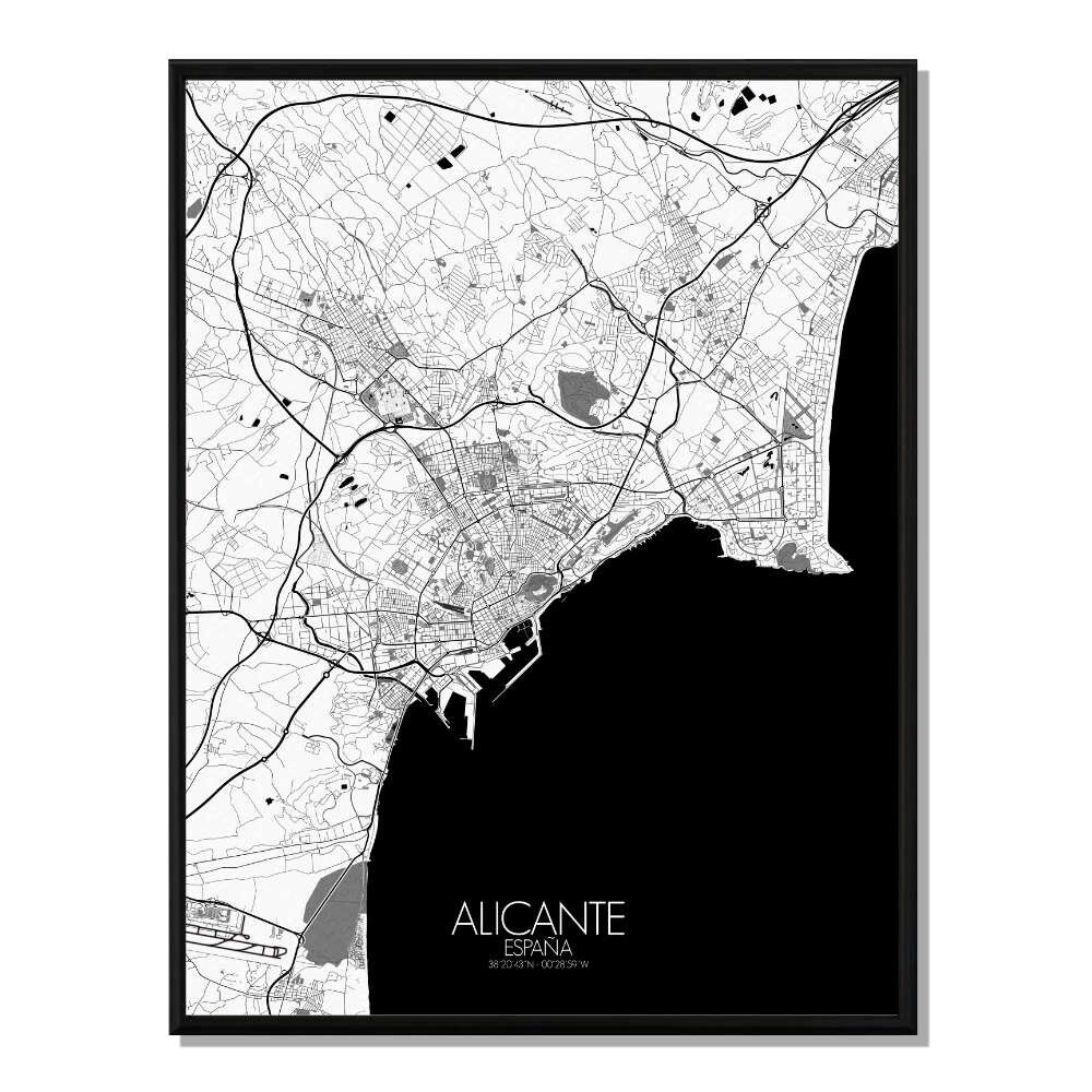 Poster Mappa della città di Alicante Mappa della città 40x50 cm