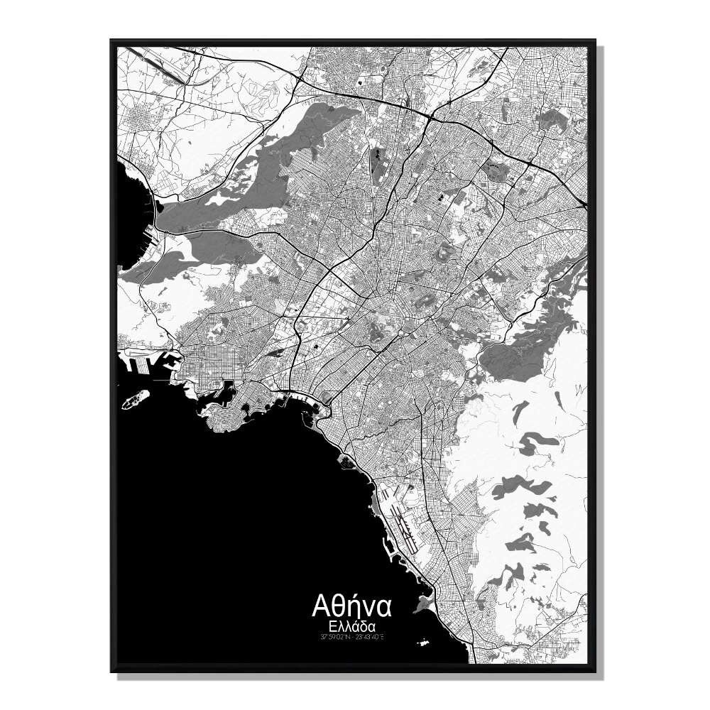 Poster Mappa della città di Atene Mappa della città 40x50 cm