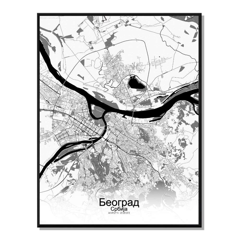 Poster Mappa della città di Belgrado Mappa della città 40x50 cm
