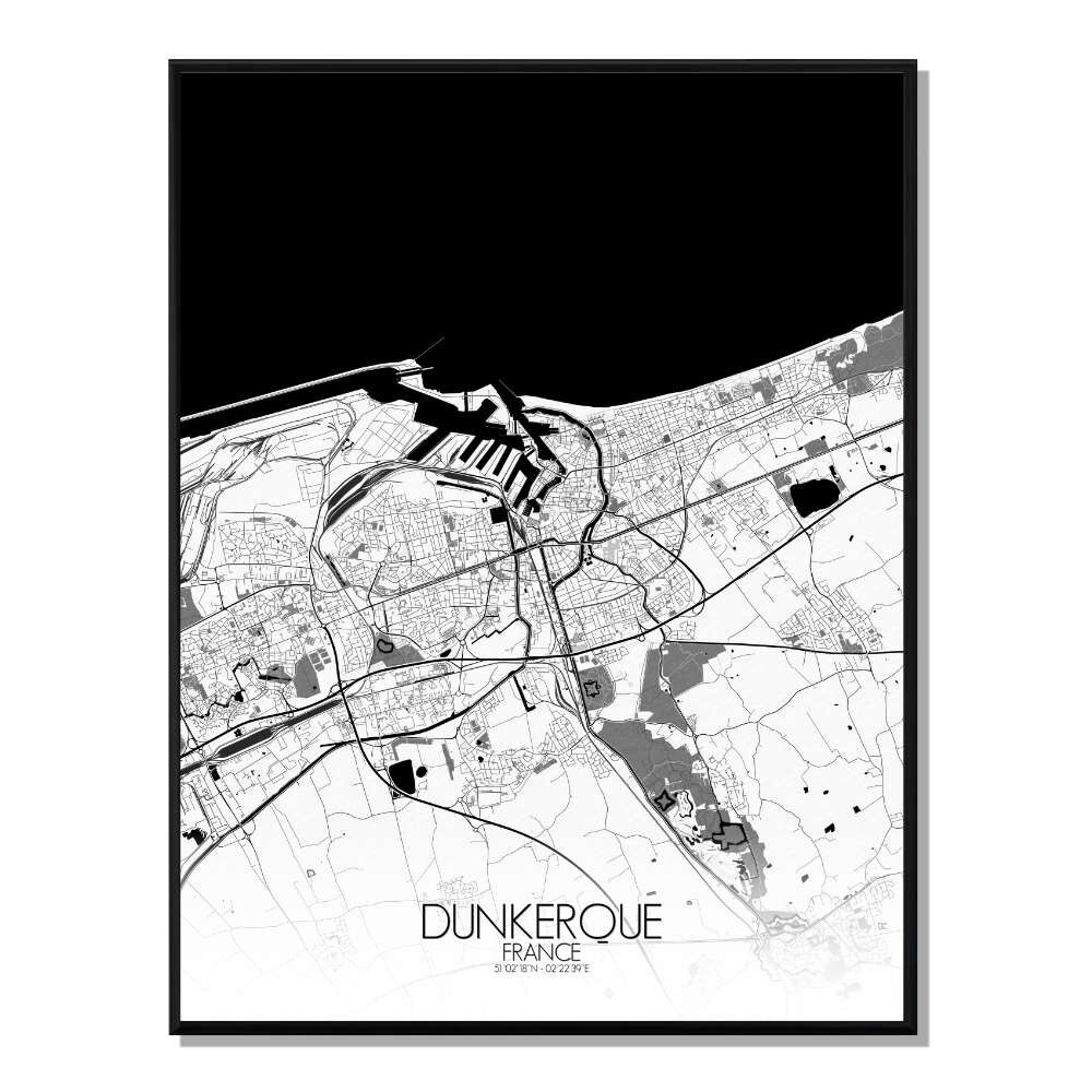 Poster Mappa della città di Dunkerque Mappa della città 40x50 cm