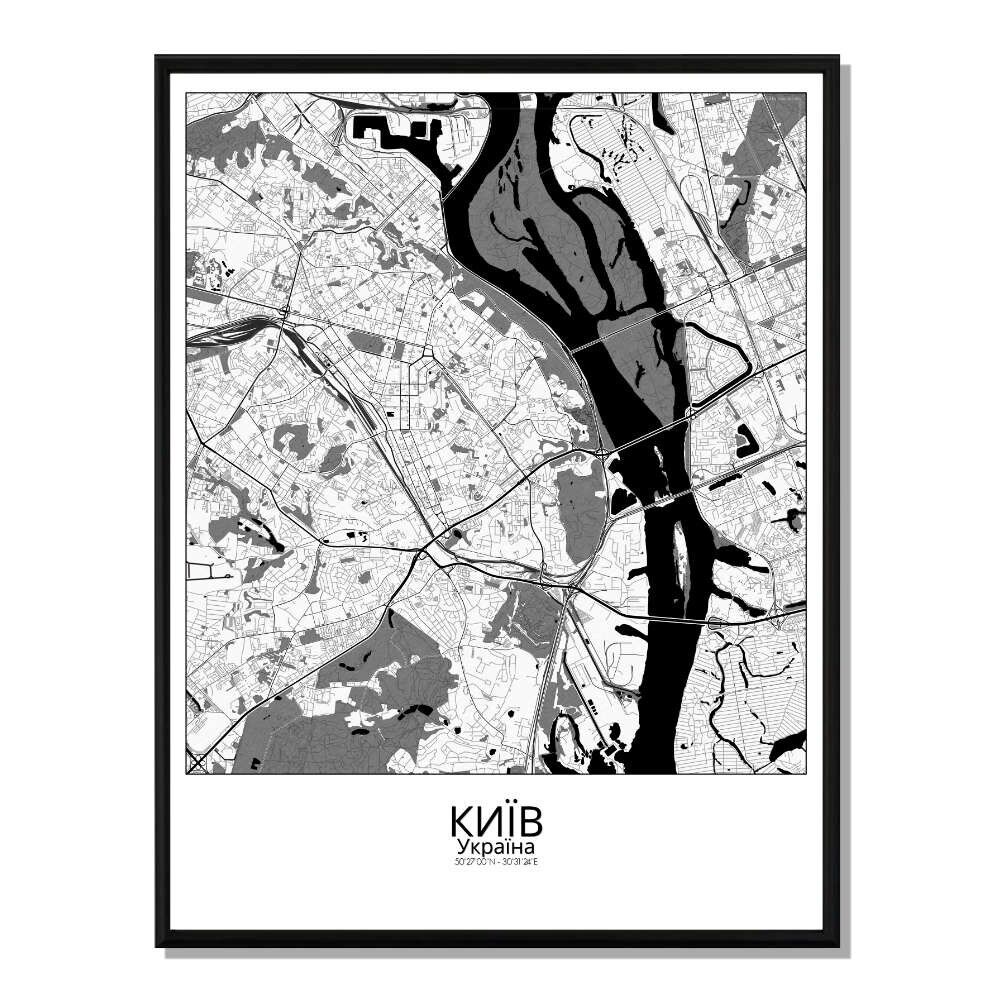Póster Mapa de la ciudad de Kyiv, mapa de la ciudad, 40x50cm