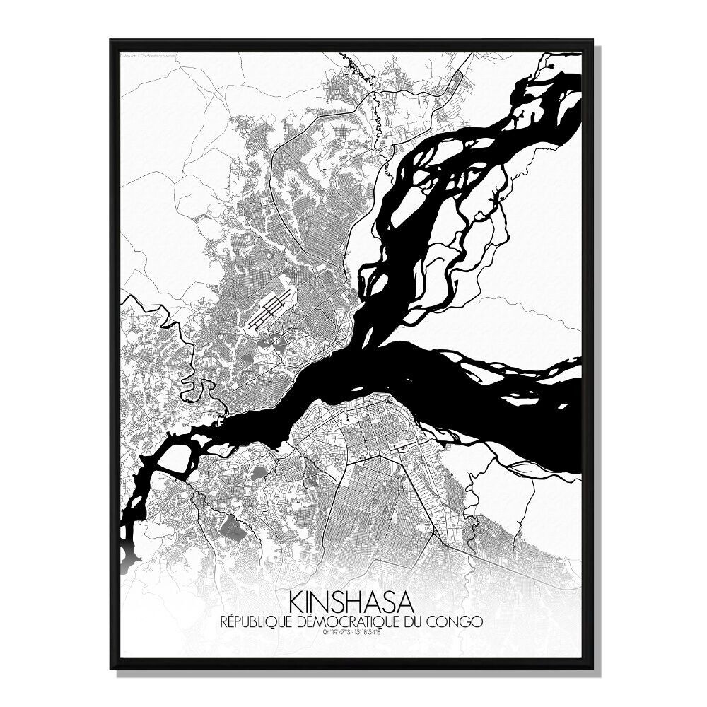 Póster Mapa de la ciudad de Kinshasa Mapa de la ciudad 40x50cm