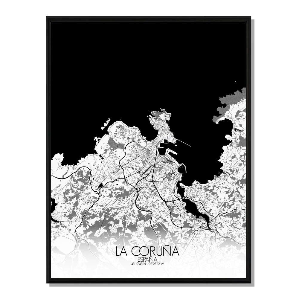 Póster Mapa de la Ciudad de La Coruña Mapa de la Ciudad 40x50cm
