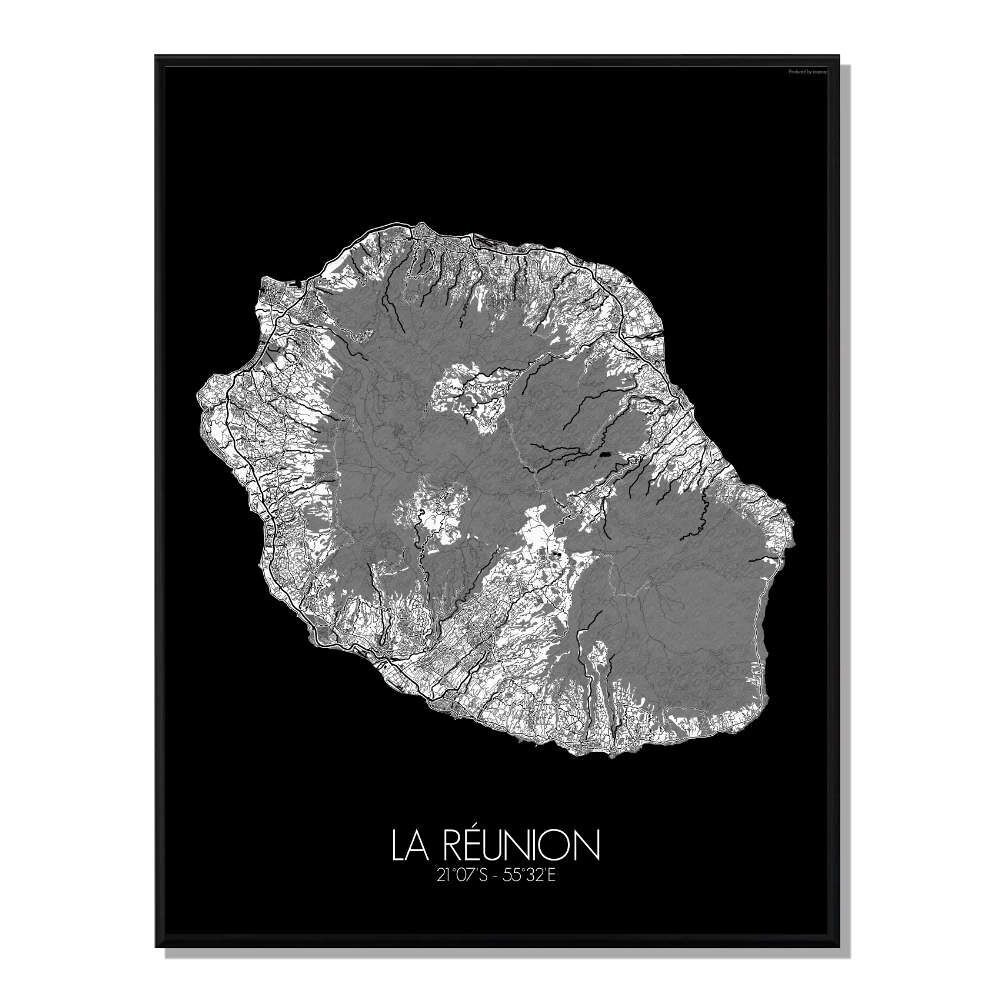 Póster Mapa de la ciudad de la Isla de la Reunión Mapa de la ciudad 40x50cm