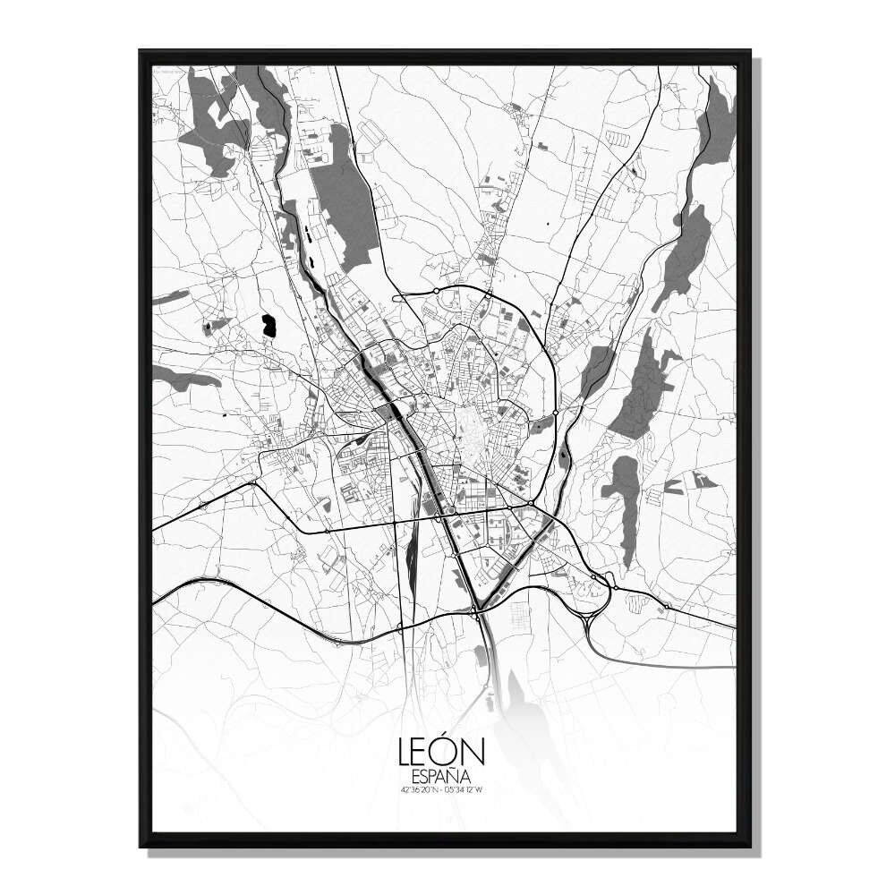 Póster León Mapa Ciudad Mapa de la Ciudad 40x50cm