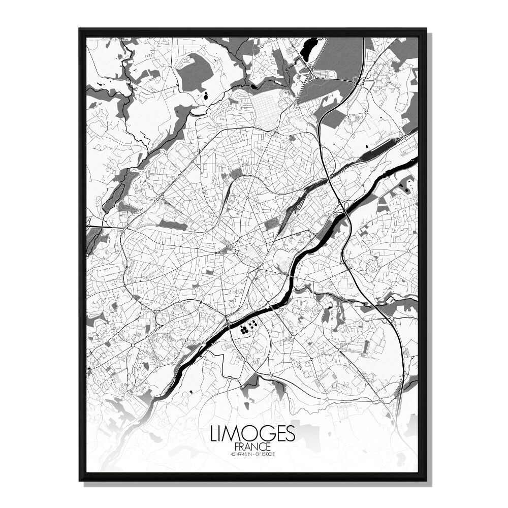 Póster Mapa de la ciudad de Limoges Mapa de la ciudad 40x50cm
