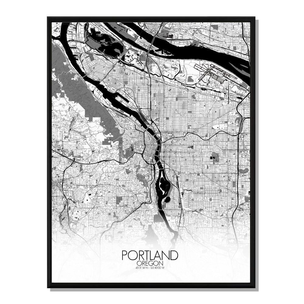 Póster Mapa de la ciudad de Portland Mapa de la ciudad 40x50cm