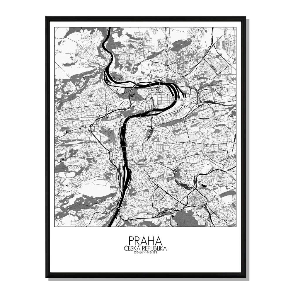 Póster Mapa de la ciudad de Praga Mapa de la ciudad 40x50cm