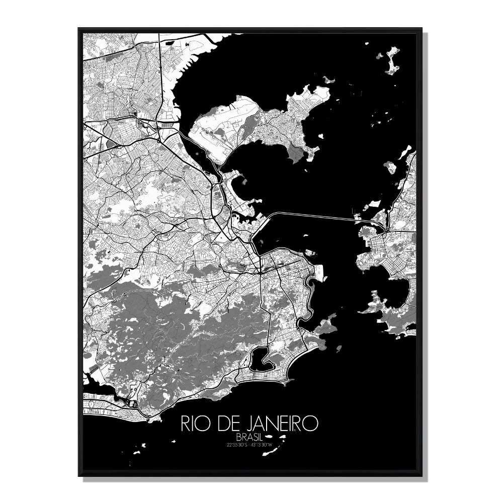 Póster Mapa de la ciudad de Río de Janeiro Mapa de la ciudad 40x50cm