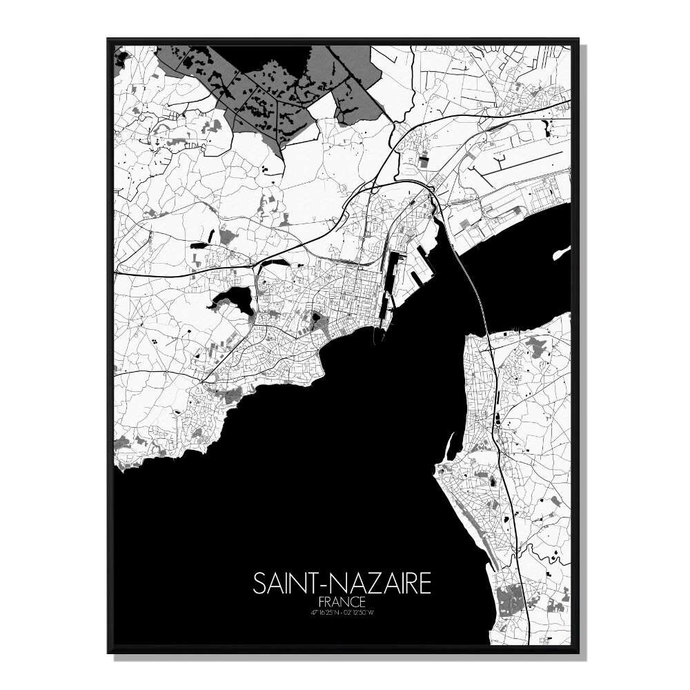 Affiche Saint Nazaire Carte Ville City Map 40x50cm