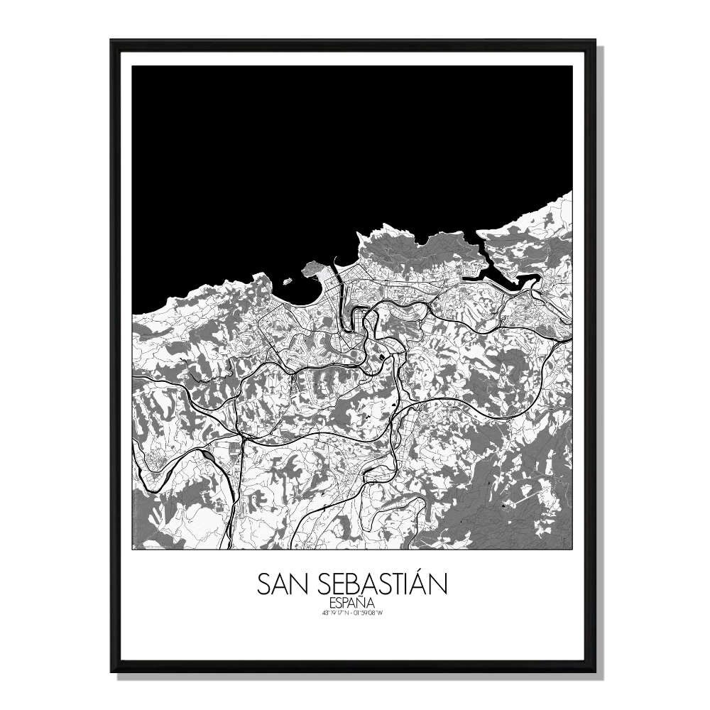 Póster Mapa de la Ciudad de San Sebastián Mapa de la Ciudad 40x50cm