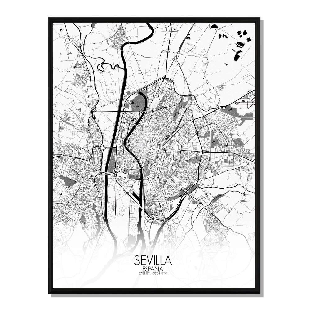 Póster Mapa de la ciudad de Sevilla Mapa de la ciudad 40x50cm