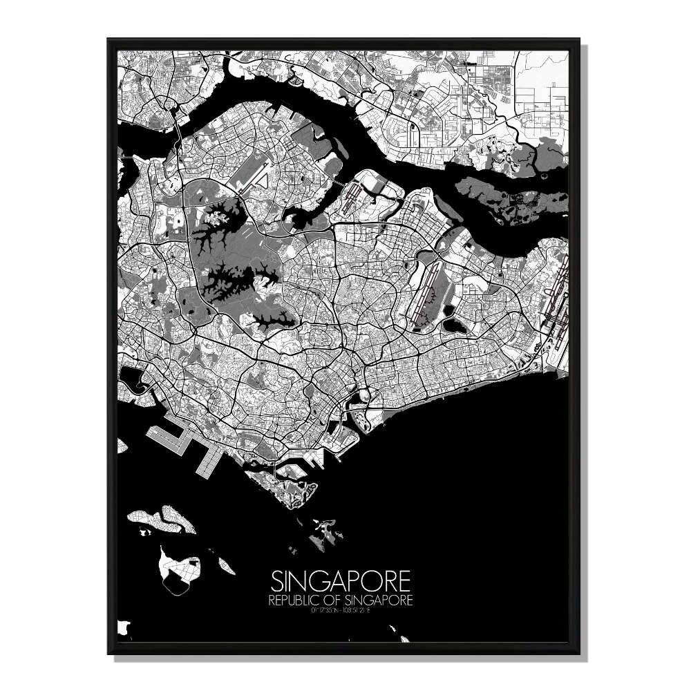 Póster Mapa de la ciudad de Singapur Mapa de la ciudad 40x50cm