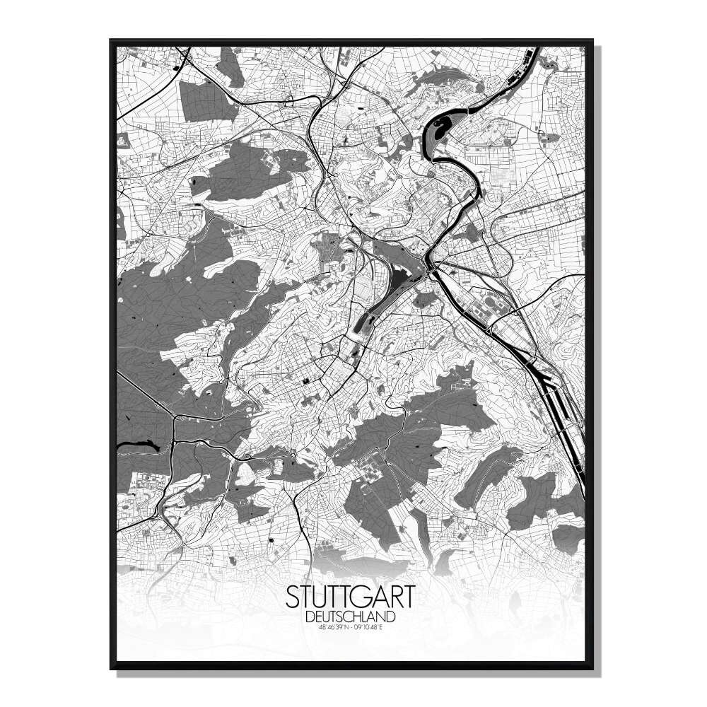 Póster Mapa de la ciudad de Stuttgart Mapa de la ciudad 40x50cm