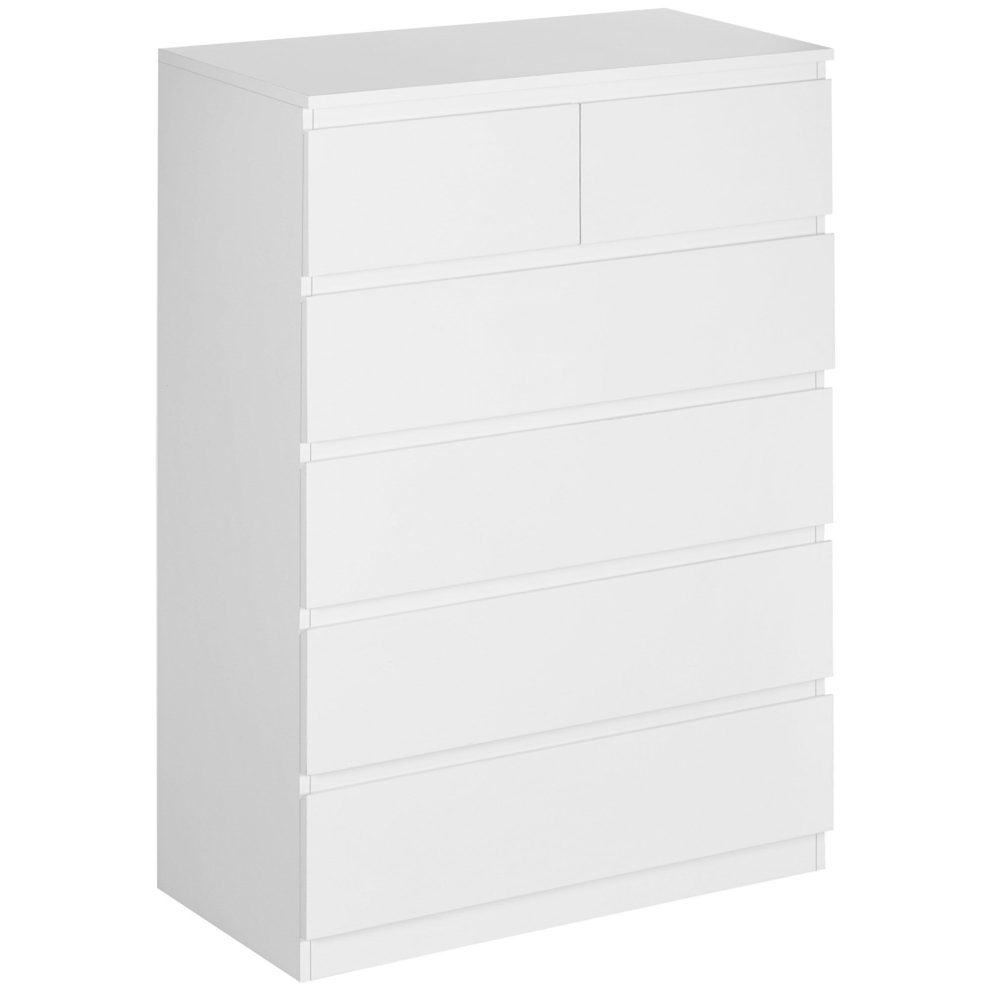 HOMCOM Commode 6 tiroirs meuble de rangement sans poignées design minimaliste - 80 x 39 x 115 cm - blanc