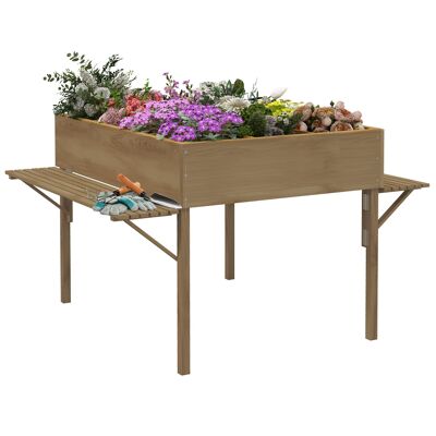 Outsunny Jardinière rectangulaire sur pieds - 12 compartiments - potager surélevé avec tablettes latérales rabattables et film tissu non-tissé 122L x 91,5l x 89H cm