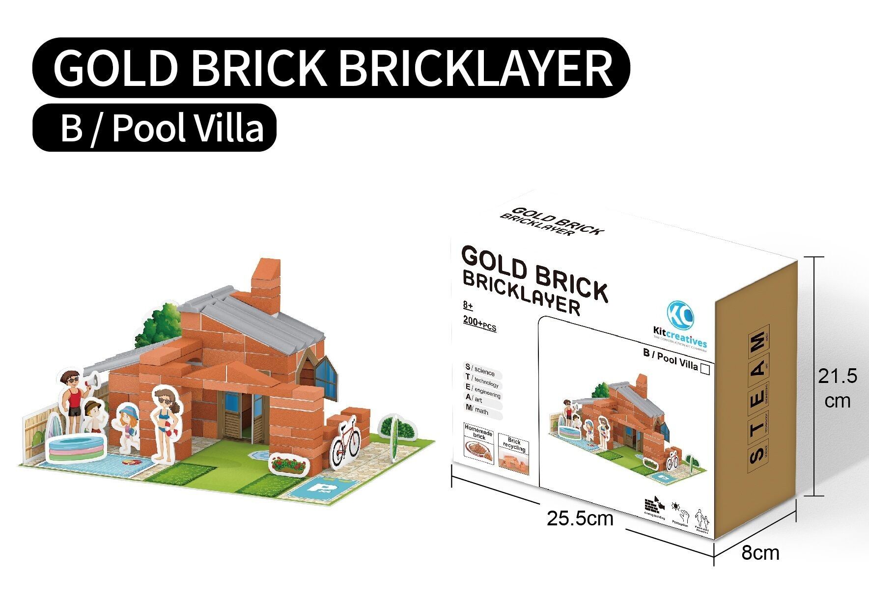 Kit di costruzione Villa fai da te STEAM con piscina - Brick - crea e costruisci i tuoi mattoncini