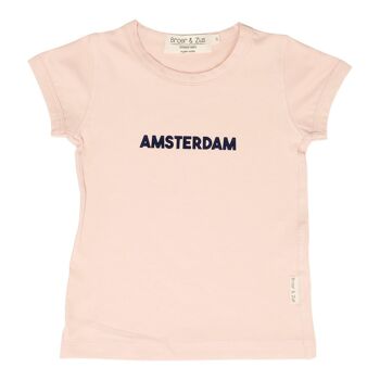 T-shirt fille rose Amsterdam 4 1