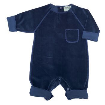 Combinaison bébé velours marine 4