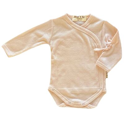 Wikkelromper newborn pink rib