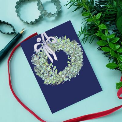 Postcard Christmas wreath blue