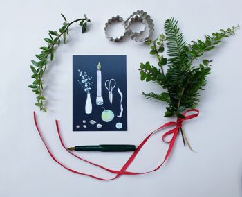 Carte postale préparation de Noël bleu 4