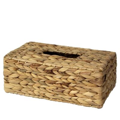 Square Wicker Tissue Box Cover | Decorative Paper & Napkin Holder Dispenser - Waterhycinth