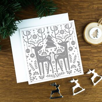 Les rennes, gris, pack de cartes de Noël de luxe.. 2