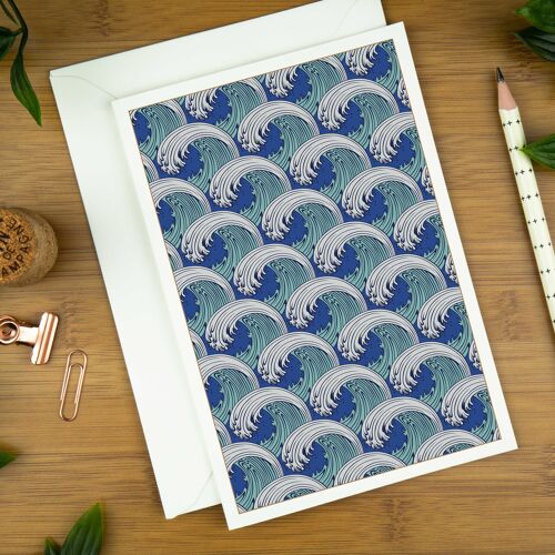 Dark Blue Wave, Luxury Art Greeting Card.