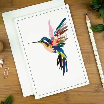 El colibrí, tarjeta de felicitación del pájaro.