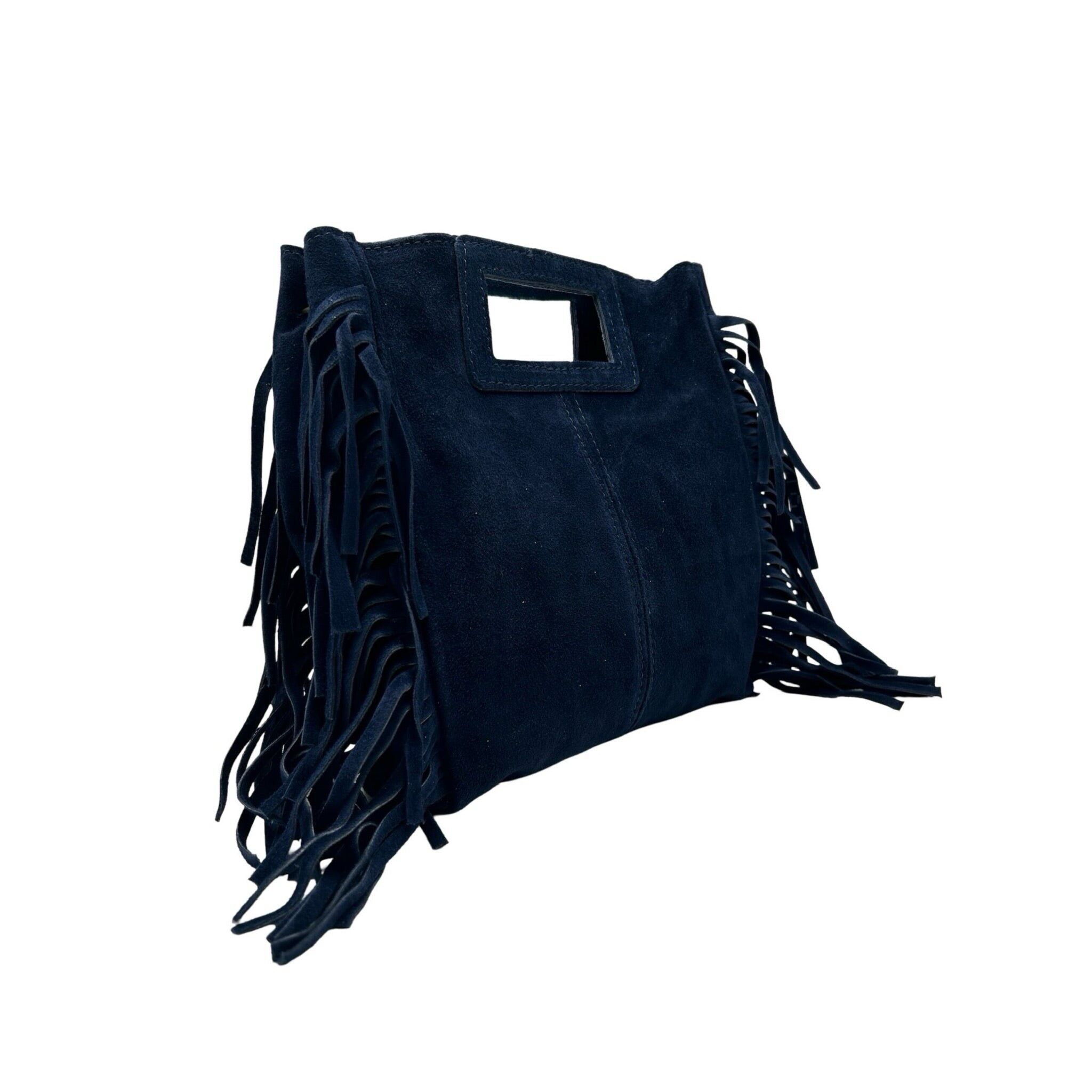 BORSA A MANO MARION IN PELLE SCAMOSCIATA BLU MARINO