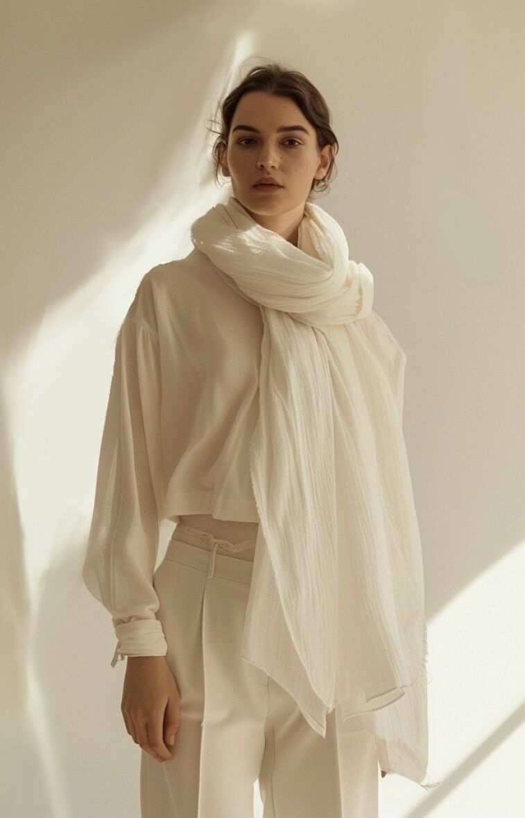 Sciarpa a gas in cotone tinta unita