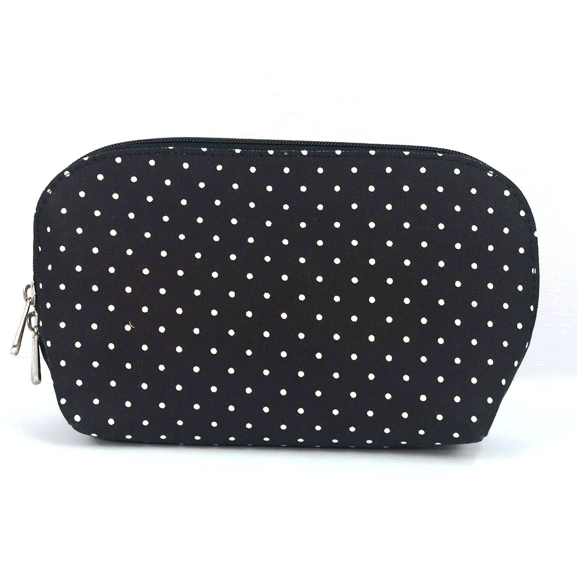 Kulturbeutel/Make-up-Tasche aus Canvas – Schwarze Punkte