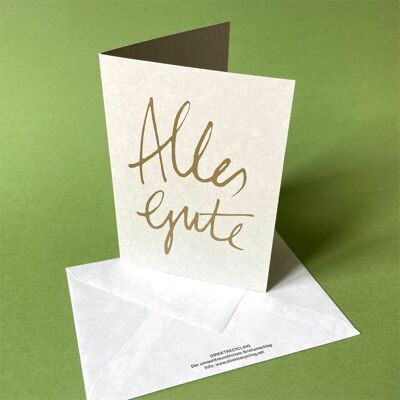 All the best - grey greeting card with direct recycling envelope