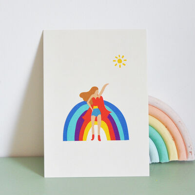 REGENBOGEN-MÄDCHEN-Postkarte