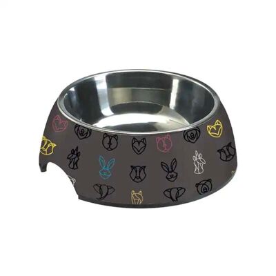 Comedero para perros y gatos en acero y melamina.