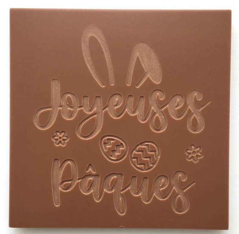 Tarjetas masticables | Chocolate grabado Feliz Pascua | Barra de chocolate con leche o amargo | Chocolate personalizado sin colorantes | Tarjeta de regalo