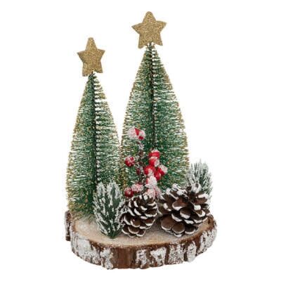 Decoro Abete Su Tronco 21Cm