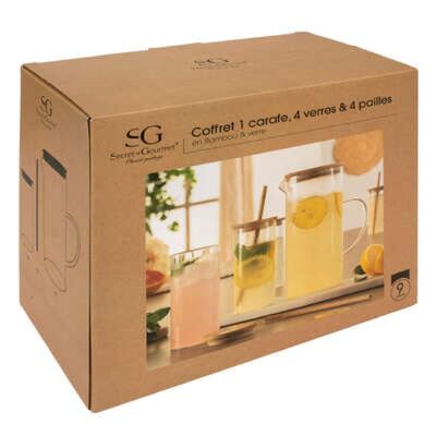 Caja 1 Jarra + 4 Vasos Con Pajitas