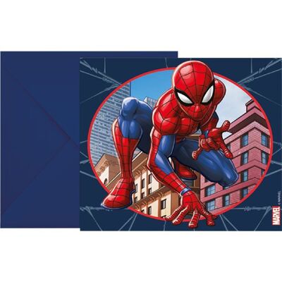 Invitaciones y sobres de cumpleaños de Spider-Man x6
